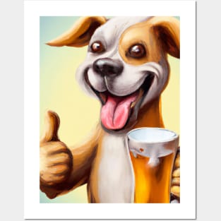 Funny Dog with Beer Posters and Art